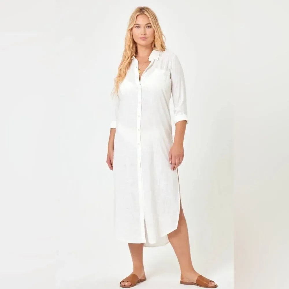 L*Space Presley Shirt Dress Lt. Cream Size M/L